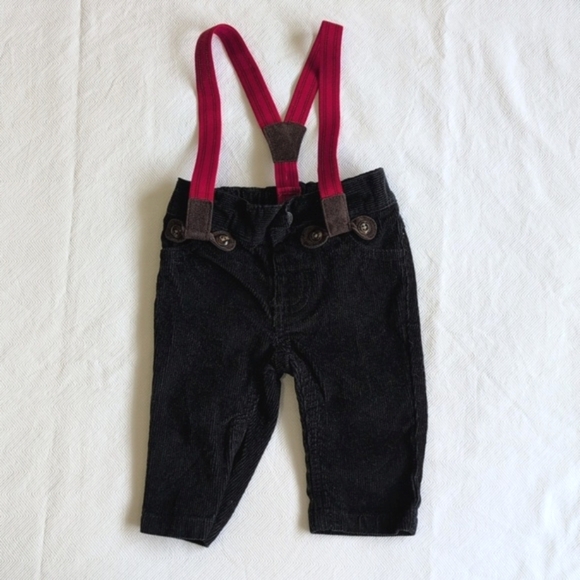 carter's black cotton corduroy suspenders pants 3 months baby boy - Picture 1 of 7